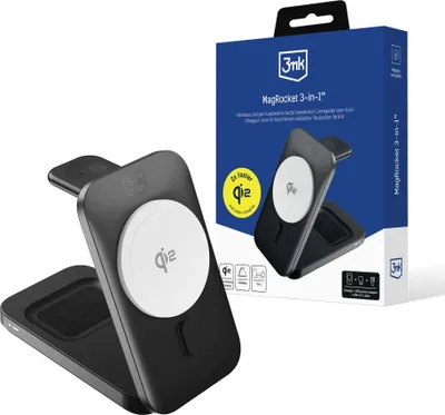 Produktbild von Wireless-Ladegerät 3MK Qi2 MPP MagSafe 15W Schwarz