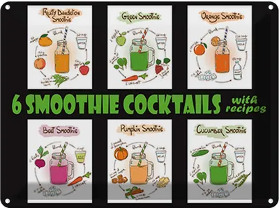 Produktbild von vianmo Blechschild 30x40 cm 6 smoothie cocktails Essen Trinken