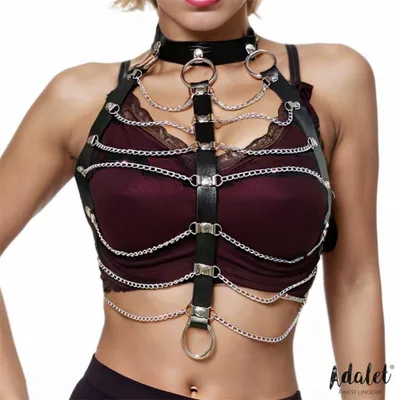 Productafbeelding van ADALET LINGERIE - Hilda BH met kettingen, veganistisch leer, one size