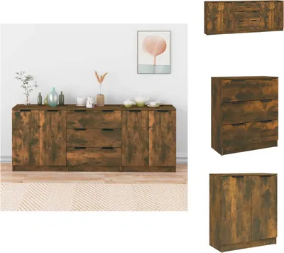 Produktbild von vidaXL 3-tlg. Sideboard Räuchereiche Holzwerkstoff -  Sideboards