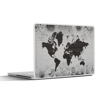Produktbild von MuchoWow® Laptop Aufkleber Sticker Cover Weltkarte - Pflanzen - Blumen 32.5x23.5 cm - Sticker für Laptop - Selbstklebend