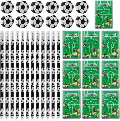 Productafbeelding van Voetbal potloden 12 stuks, met gummen, voetbal design, voor school
