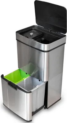 Produktbild von Goliving Automatischer Mülleimer 64L - Sensor-Abfalltrennung - Edelstahl - 40L + 2x12L + 8L - Silber