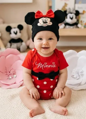 Produktbild von Disney Minnie Mouse Baby Set Gr. 80 86 92 Mädchen Body Mütze Rot Geschenk Outfit