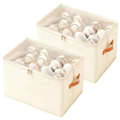 2er-Pack Schuh-Organizer, stapelbare Schuhboxen, 43x32x30 cm