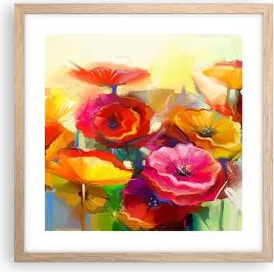 Produktbild von Gerahmtes Poster - Rahmen in heller Eiche - Blumen Frühling Flora Garten - 40x40 cm - Wand Bild - Wanddeko - Wandbilder - Wandposter - Bilderrahmen - Bilder - Kunstdruck - Wandbild - P2NAC40x40-2877