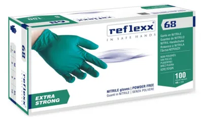 Produktbild von Reflexx R68 Nitrilhandschuhe ohne Puder, 100 % latexfrei, 6,6 g, Kat.3, 100 Stück, L