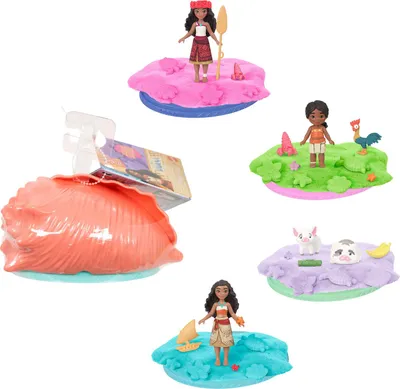 Produktbild von Disney Vaiana Meeresmuschel Reveal kleine Puppe oder Figuren, formbarer Sand und Zubehörteile (Charaktere können abweichen), Mini-Puppe, Weiblich, 3 Jahr(e), Junge/Mädchen, 93 mm, Mehrfarbig