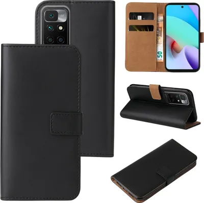 Produktbild von Handy Hülle für Xiaomi Redmi 10 Klapphülle Bookcase Flip Cover Handy Tasche Etui Farbe: Schwarz