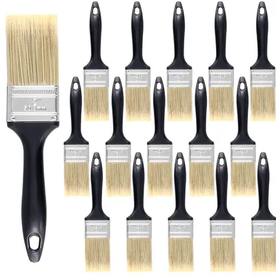 Produktbild von 16 Stück 50 mm Pinselset - Lasur-Pinsel mit Kunststoffgriff