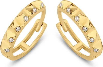 Produktbild von New Bling 9NBG-0063 - Gouden oorringen - 14 Karaat - Bewerkt - 13mm - Geel Goud