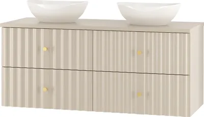 Produktbild von Waschtischunterschrank 120 cm breit inkl. Waschbecken in kaschmir AQUINO-140