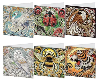Diamond Painting Wenskaarten Set, 3 Karten mit Umschlägen