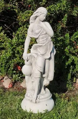 Produktbild von Casa Padrino Jugendstil Garten Deko Skulptur Dame Grau H. 66 cm - Elegante Garten Deko Stein Figur - Barock & Jugendstil Garten Deko Accessoires