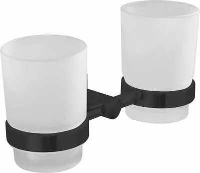 Produktbild von SAMBA Doppelglashalter, Milchglas, Schwarz matt