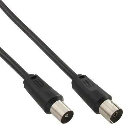 Produktbild von InLine® Basic Antennenkabel, 2x geschirmt, >75dB, schwarz, 5m