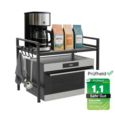 Produktbild von Mikrowellenregal [Test ] für die Küche 2-Stufig, Standregal Erweiterbar Höhenverstellbar Stabiles Küchenregal stehend, Küchenorganizer