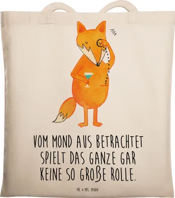 Produktbild von Mr. & Mrs. Panda Einkaufstasche Fuchs Lord - Transparent - Geschenk, Spruch Lustig, Tragetasche, Neugierig, Shopping Tasche, Motivation, Tote Bag, Schick, Mond, Cocktail