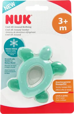 Produktbild von Nuk 10.256.451 COOL ALL-Around Turtle Kunststoff-Beißring, 3 - 6 Monate, KÃ1/4hlfunktion, BPA-frei