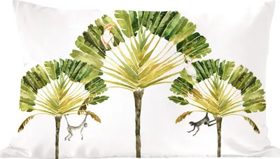 Produktbild von MuchoWow® Zierkissen Sofakissen Wohnzimmer Dekokissen 50x30 cm Dschungel - Kakadu - Baum - Wohnzimmerdekoration - Polster mit Photo