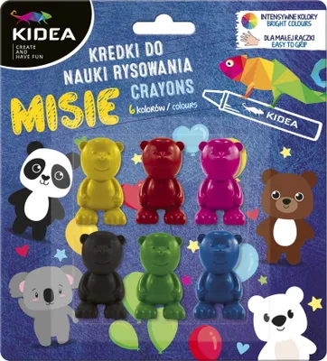 Zdjęcie produktu dla Kidea Kredki 6 kolorów Misie do nauki rysowania
