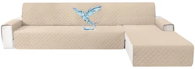 Produktbild von Sofabezug L-Form 2-Sitzer Beige Wasserdicht Rutschfest Waschbar Reversibel