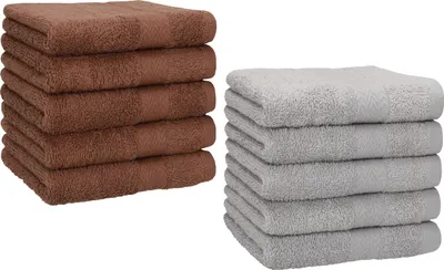 Produktbild von Betz 10 Stück Seiftücher 30x30 cm PREMIUM 100% Baumwolle  Farbe: nussbraun und silbergrau