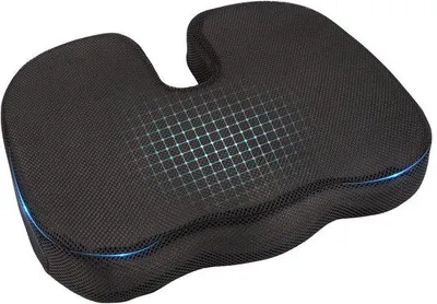 Zdjęcie produktu dla Poduszka ergonomiczna Unyqoos® wykonana z pianki memory – kształt U redukuje nacisk na kość ogonową, antypoślizgowa podstawa, zdejmowana i zmywalna obudowa, uchwyt do przenoszenia