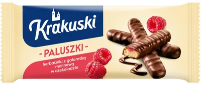 Zdjęcie produktu dla Krakuski Paluszki z galaretką malinową w czekoladzie 144g