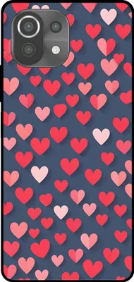 Produktbild von Smartphonica Telefon Fall fit für Xiaomi Mi 11 Lite mit rosa und roten Herzen Impressum - TPU Backcover Fall mit rosa und roten Herz-Design