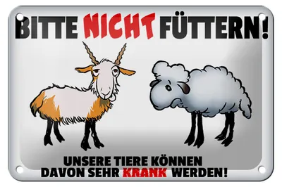 Produktbild von Blechschild Hinweis 18x12cm bitte nicht füttern Tiere krank