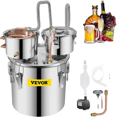 Produktbild von VEVOR 32,2 L Hausgebrauch Mondschein Brennerei Edelstahl Wasser Ätherisches Öl Doppel-Fass, 30 L