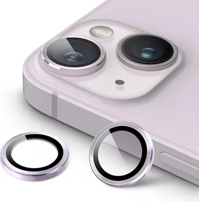 Image de Protection de caméra pour iPhone 14 6,1 & 14 Plus 6,7 pouces, verre 9H, anneau métallique, HD, violet