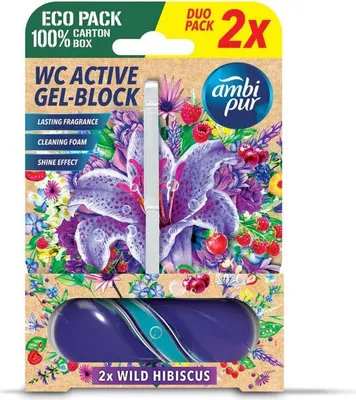 Produktbild von Ambi Pur WC Active Gel-Block 2x45g Wild Hibiskus - WC Duft (1er Pack)