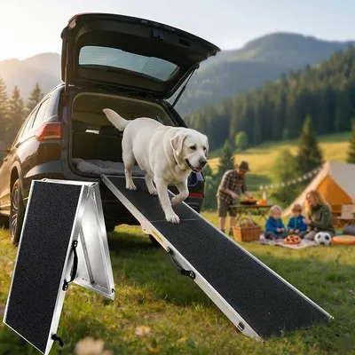 Imagen del producto de Rampa plegable para perros Silecomplaza, de aluminio, con una longitud de 184,5 cm y una capacidad de carga de 180 kg