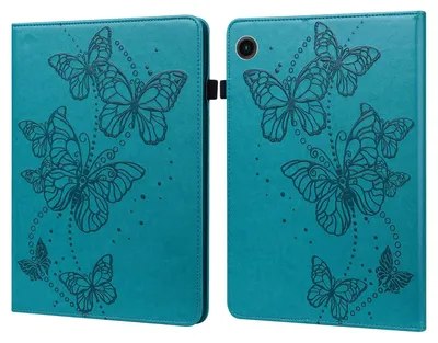 Produktbild von Für Samsung Galaxy Tab A9 Schmetterling Muster 2 Kunstleder Hülle Cover Tasche Blau