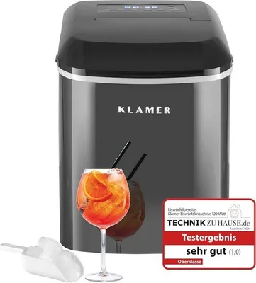 Zdjęcie produktu dla Maszyna do produkcji kostek lodu na 10 kostek w 7–9 minut, wydajność 15 kg dziennie, 2 rozmiary kostek oraz zbiornik na wodę o pojemności 2,1 l