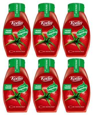 Image de Ketchup de tomates doux Kotlin, format familial, 6 bouteilles de 450g. Ketchup à base de tomates polonaises