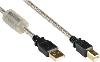 Obrázek produktu pro Kabel USB 2.0 A-B, 1,8 m, průhledný