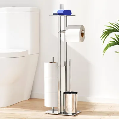 Produktbild von Freistehender Toilettenpapierhalter mit Toilettenbürste, Schublade und Glasablage