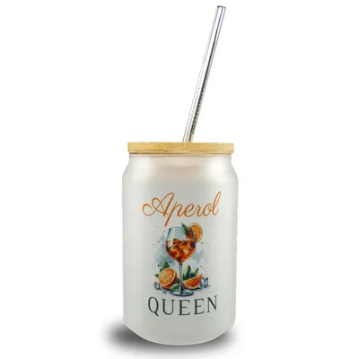 Produktbild von Aperol Queen Trinkglas mit Bambusdeckel