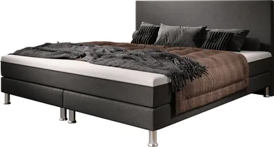 Produktbild von Boxspringbett Sunny Plus 180x200 cm Webstoff Anthrazit mit Topper-Optik