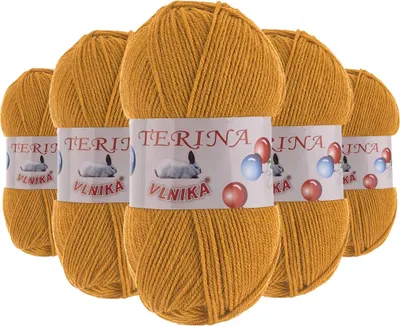 5 x 100g Terina Strickgarn Häkelgarn Wolle Acrylwolle pflegeleicht Farbwahl senfbraun