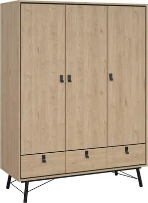 Immagine prodotto di Dmora Guardaroba 3 Ante Virgil 60.1x150.2 cm Marrone Rovere, Appendiabiti 3 Ante