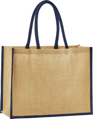 Immagine prodotto di Westford Mill - Borsa "Classic", iuta inamidata RW10055 (Taglia unica) (Naturale/Nero)