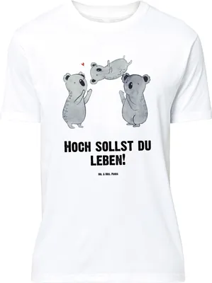 Produktbild von Mr. & Mrs. Panda Größe XL T-Shirt Koalas Feiern - Weiß - Geschenk, Happy Birthday, mit Spruch, Koala, Herzlichen Glückwunsch, Geburtstag, Herz, Tshirt, Shirt