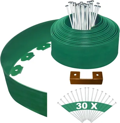 Productafbeelding van PromoHome® Flexibele tuinbegrenzing – Set van 10 meter met grondankers – Groene grasrand
