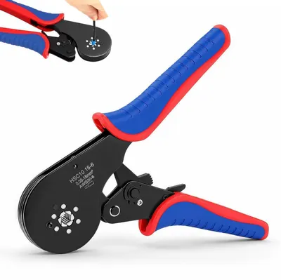 Immagine prodotto di Pinza crimpatrice per cavi, da 0,08 a 16 mm². Pinza per cappucci di crimpatura. Pinza a molla con meccanismo a cricchetto