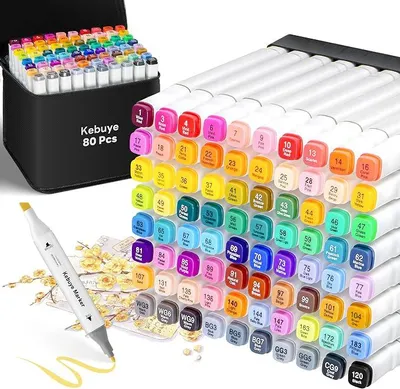Imagen del producto de Juego de rotuladores a base de alcohol, 80 colores, ideales para dibujo artístico para niños y adultos