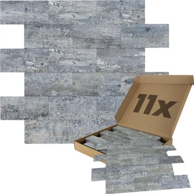 Produktbild von Dalsys Wandpaneele selbstklebend Marmoroptik Steinoptik 1m², 11 Stück Blaugrau Wandverkleidung feuchtigskeitsbeständig, für Bad und Küche